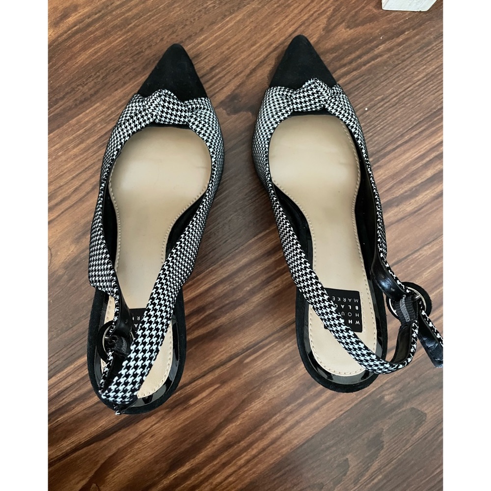 WHBM Tweed Print Pumps with suede tips and buckle.  Never worn. Only tried on.